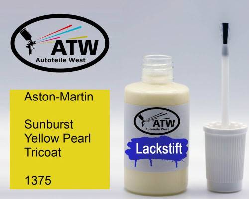 Aston-Martin, Sunburst Yellow Pearl Tricoat, 1375: 20ml Lackstift, von ATW Autoteile West.